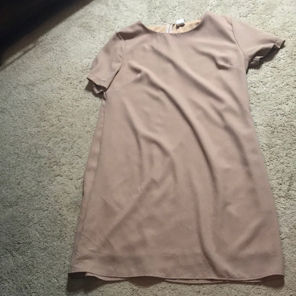 Nude chiffon mini tee shirt dress